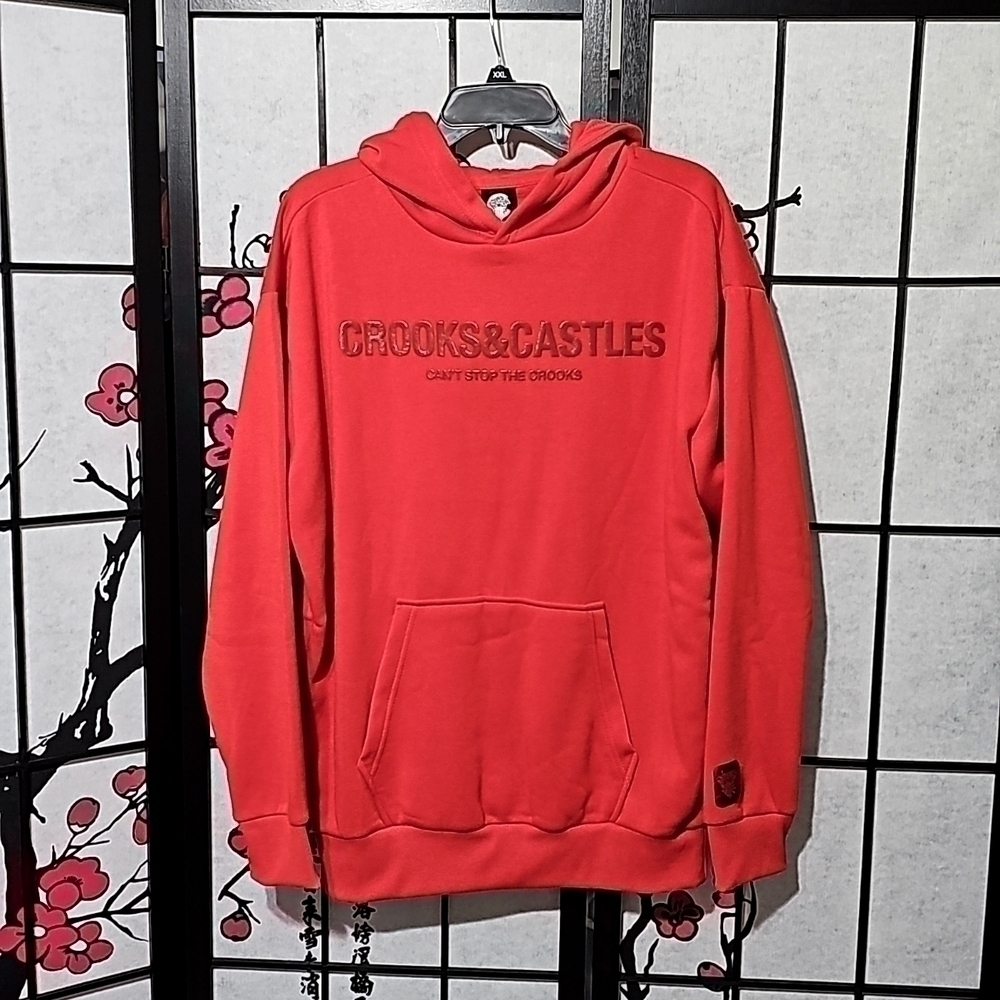 Crooks & Castles Red Hoodie Pullover Sweater Medium New